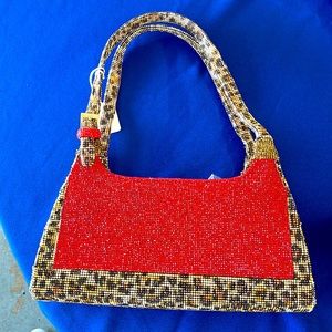Red and Cheetah Print Rhinestone Purse